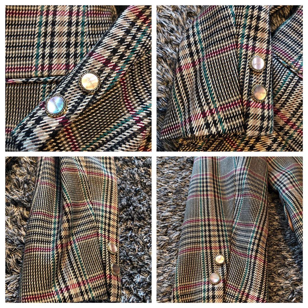 【希少美品】Burberrys バーバリー チェック　シルク　シェルボタン　M