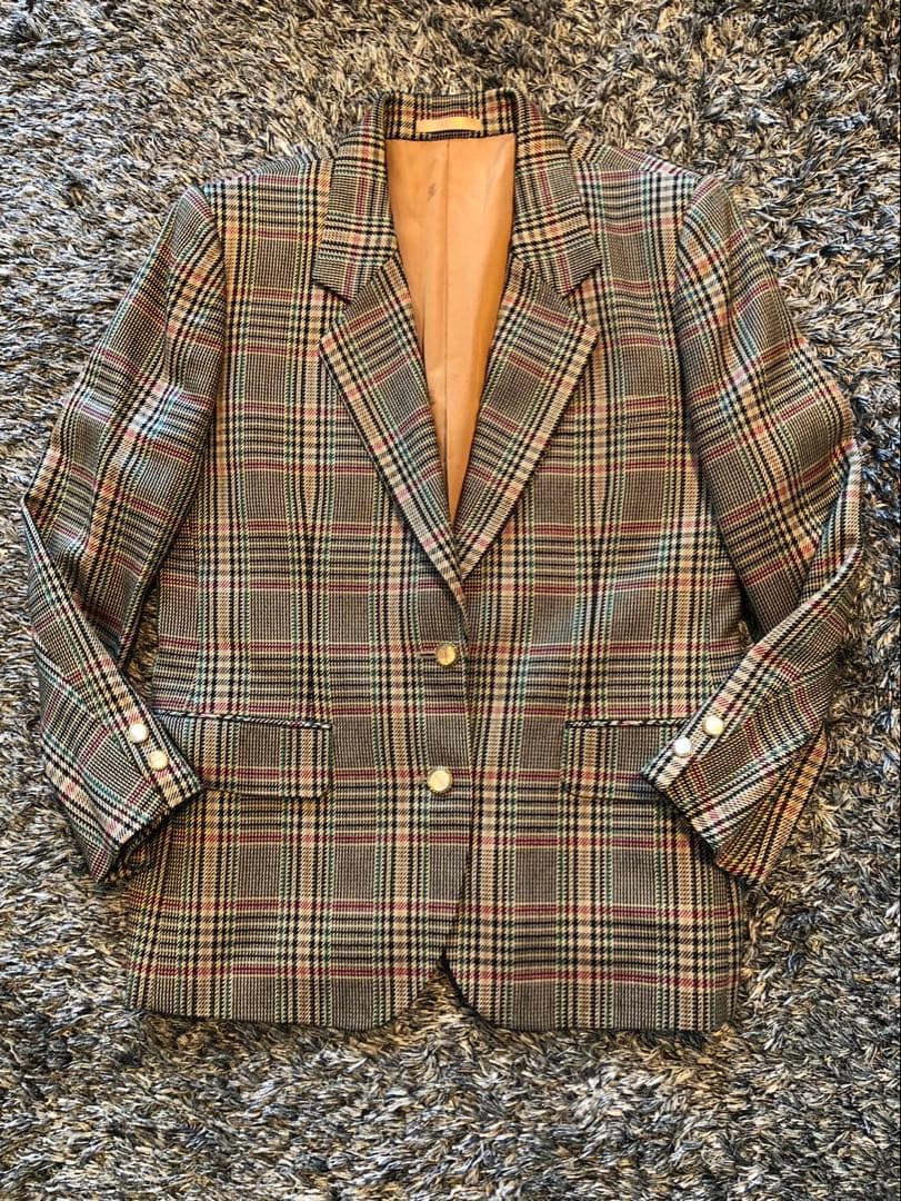 【希少美品】Burberrys バーバリー チェック　シルク　シェルボタン　M