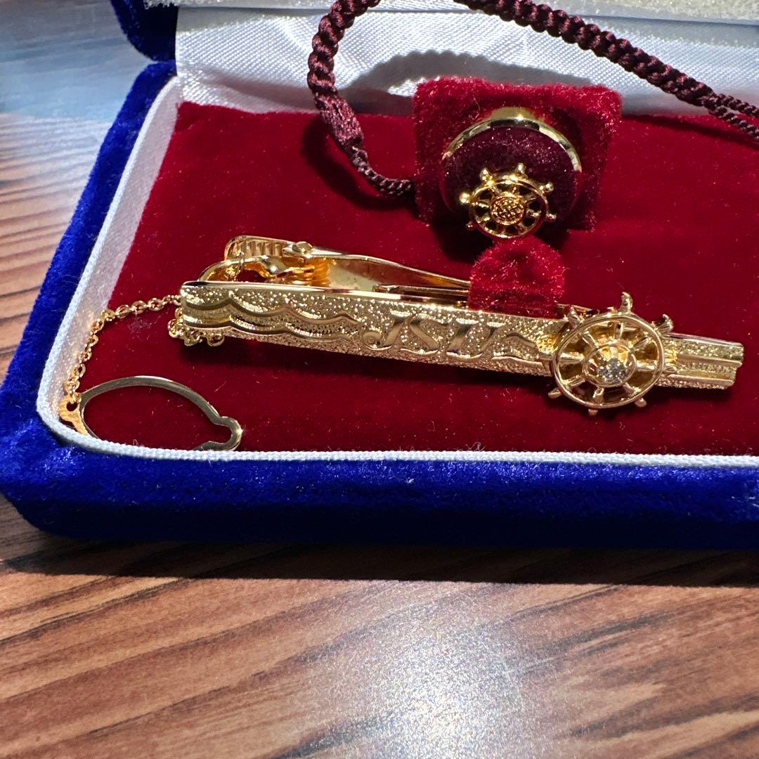 全日本海員組合　特別功労賞　18金ダイヤモンド　タイピンバッチ