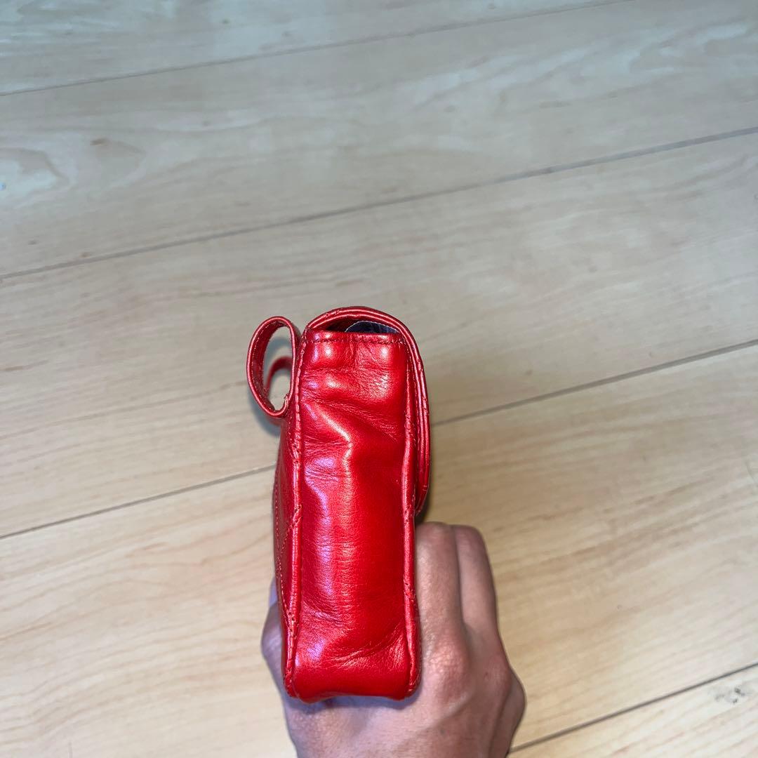 シャネル　マトラッセ　ビコローレ　チェーン　ウエストポーチ　バッグ　レッド