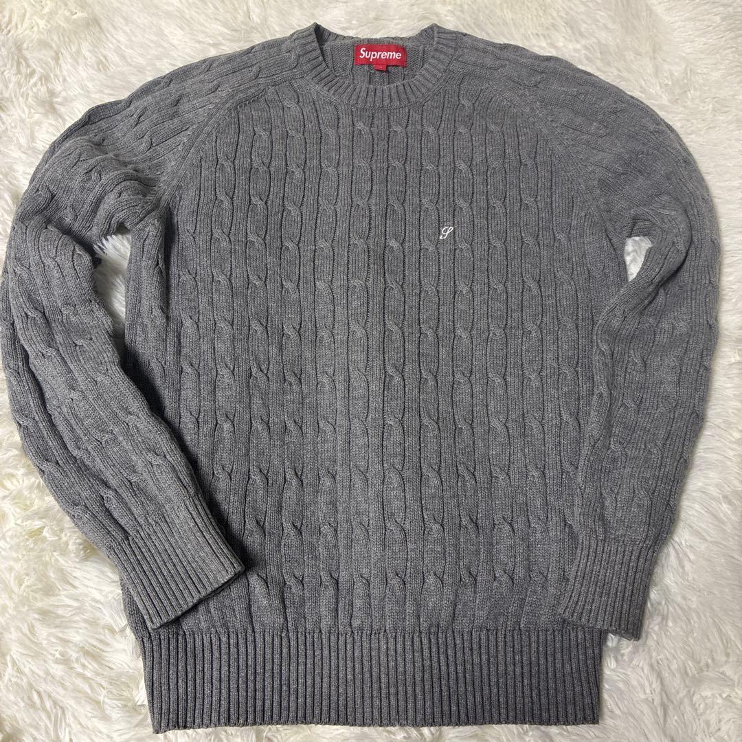 Supreme ケーブル編み ニットセーター M グレー