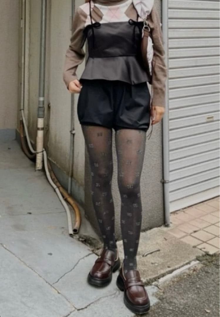 GANNI ブラック ラメ入り タイツ