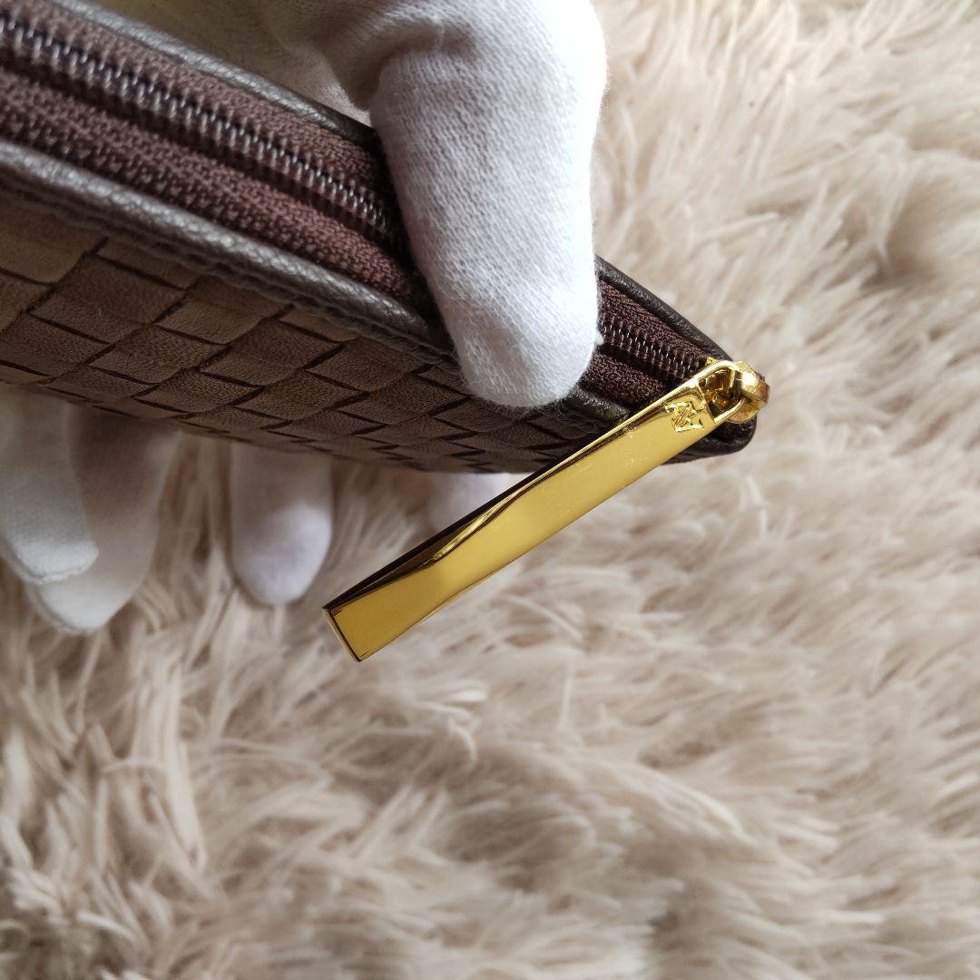 極美品✨ATAO リモ ケリー ブラウン 編み L字 長財布 ロングウォレット