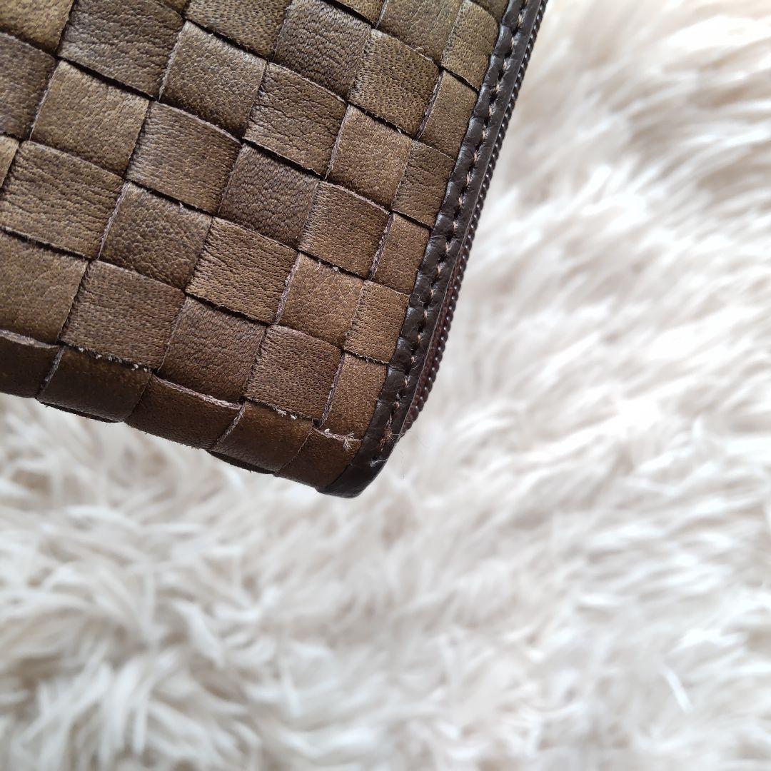 極美品✨ATAO リモ ケリー ブラウン 編み L字 長財布 ロングウォレット