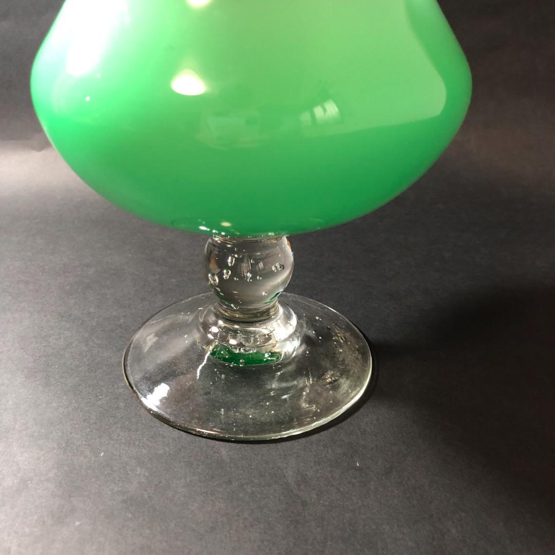 レトロガラス　三色ガラス　コンポート　フリルガラス　脚付きコンポート