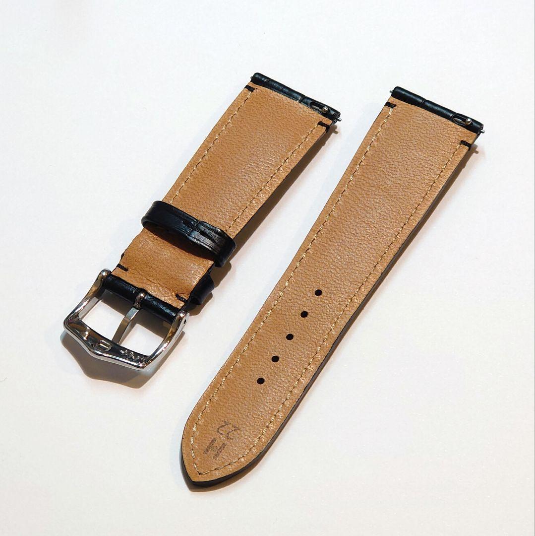 【ヒルシュ】アリゲーター 時計革ベルト ブラック 22-18 ショート 未使用