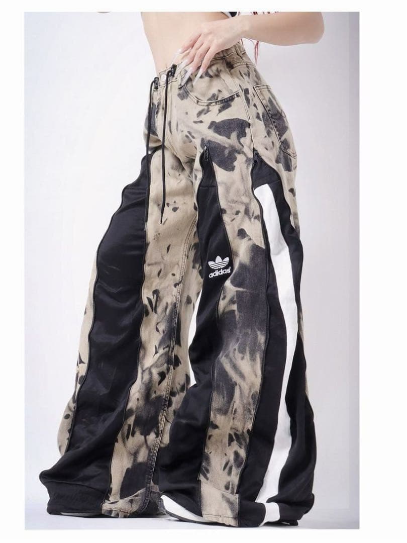 希少一点物！リメイクタイダイ柄 ワイドパンツ　再構築101286 adidas