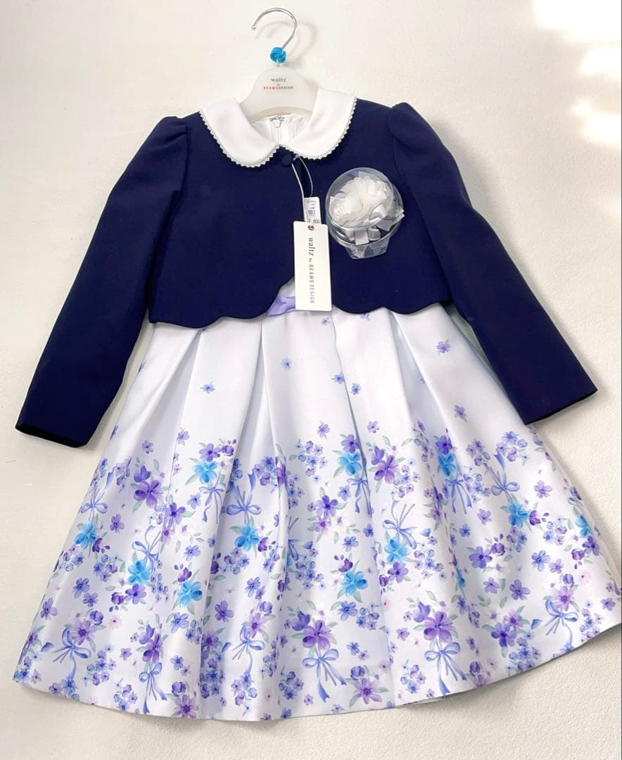 mami 新品フォーマルドレス 120cm ネイビー 花柄