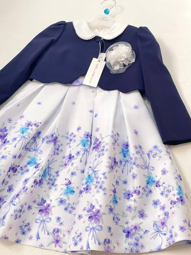 mami 新品フォーマルドレス 120cm ネイビー 花柄
