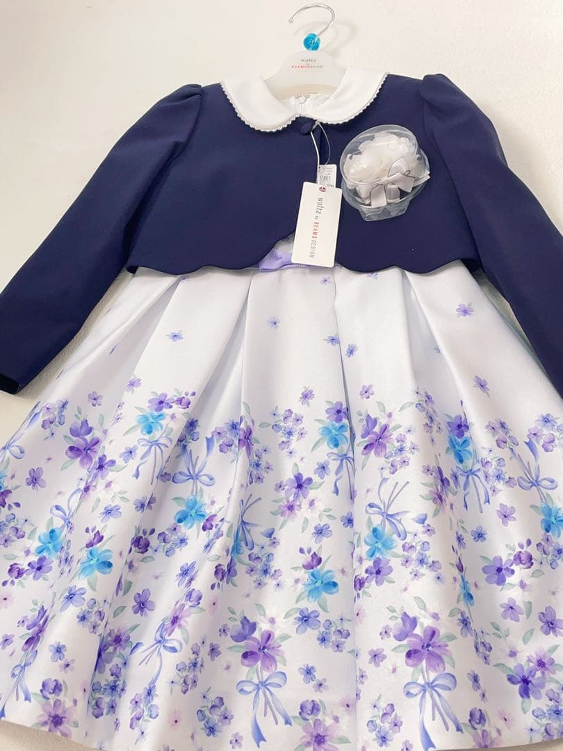 mami 新品フォーマルドレス 120cm ネイビー 花柄