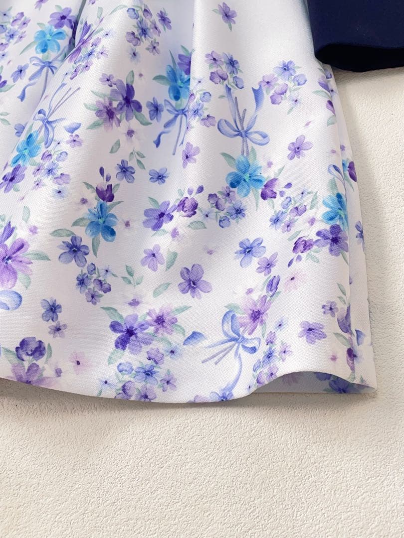 mami 新品フォーマルドレス 120cm ネイビー 花柄