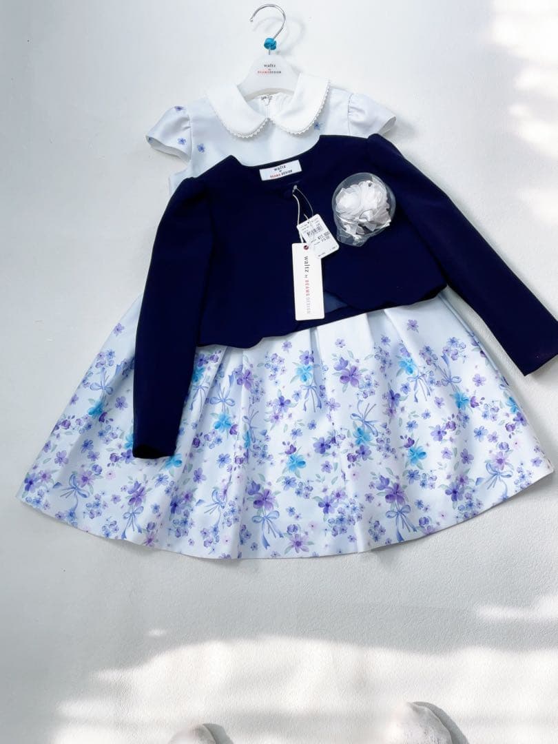 mami 新品フォーマルドレス 120cm ネイビー 花柄