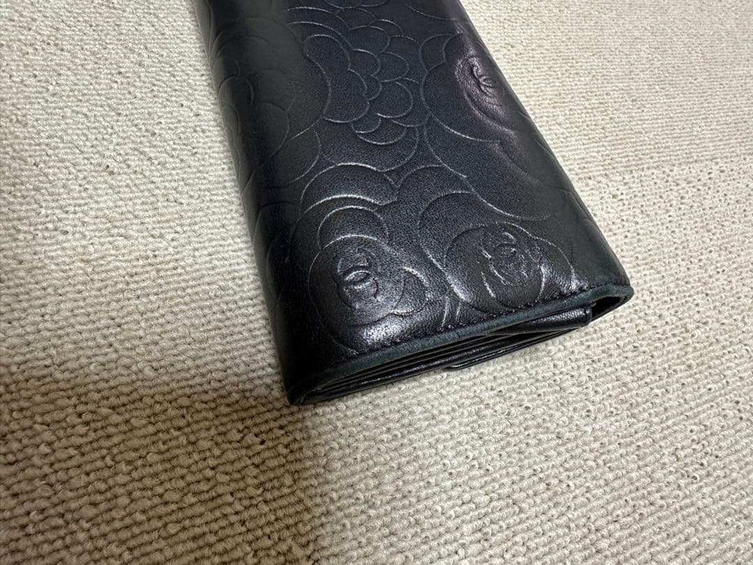 CHANEL ブラック カメリア 長財布