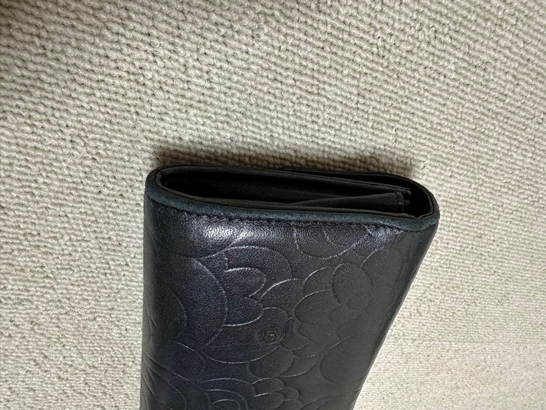 CHANEL ブラック カメリア 長財布