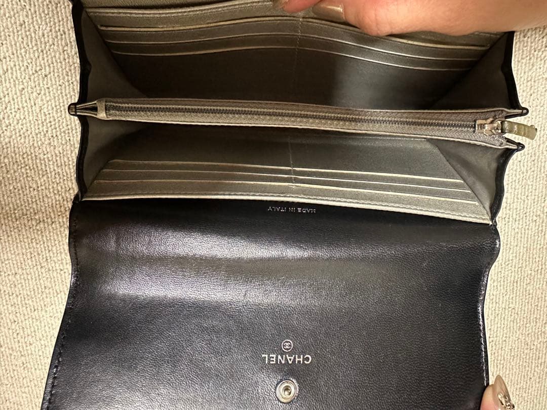 CHANEL ブラック カメリア 長財布