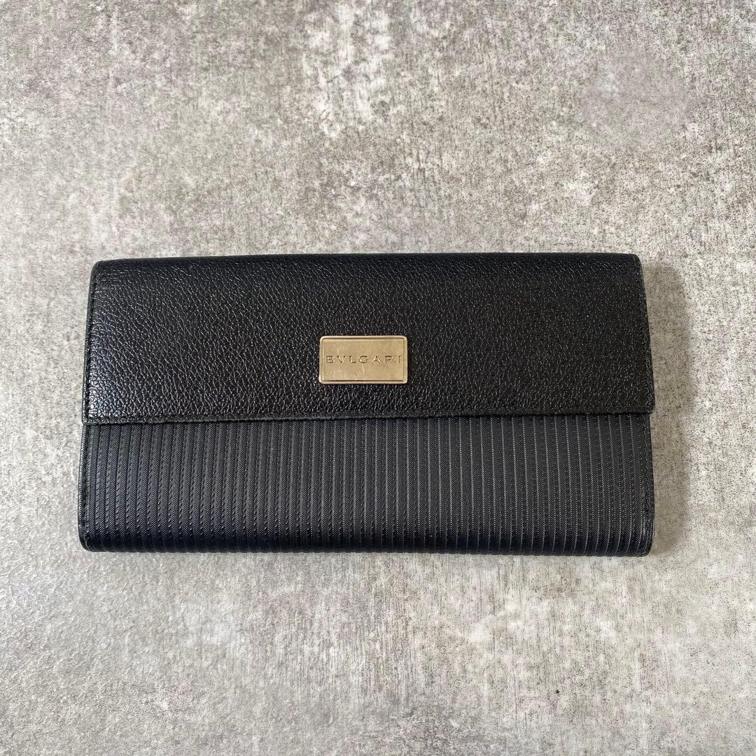 BVLGARI ブルガリ 三つ折り 長財布 ミレリゲPVCレザー　ブラック