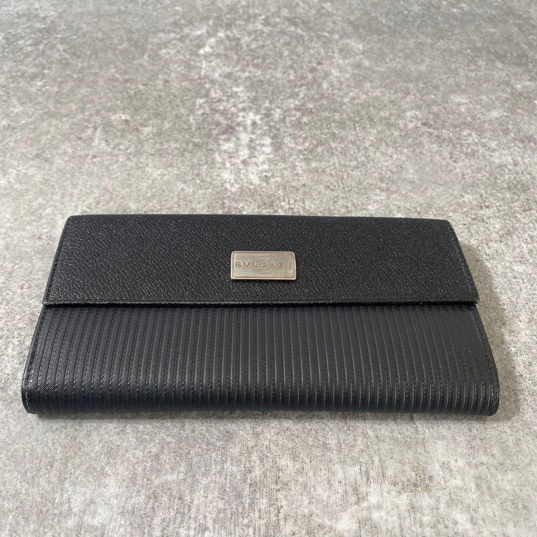 BVLGARI ブルガリ 三つ折り 長財布 ミレリゲPVCレザー　ブラック