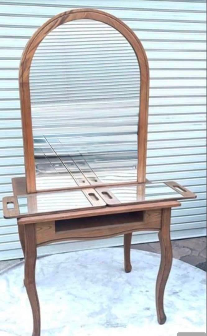 美容室　両面鏡 木製アーチ型ミラー付きドレッサー