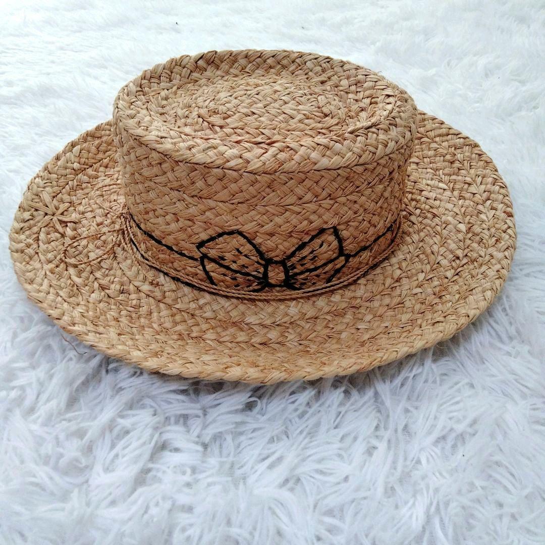【希少】ヘレンカミンスキー ラフィアハット リボン モチーフ 美品