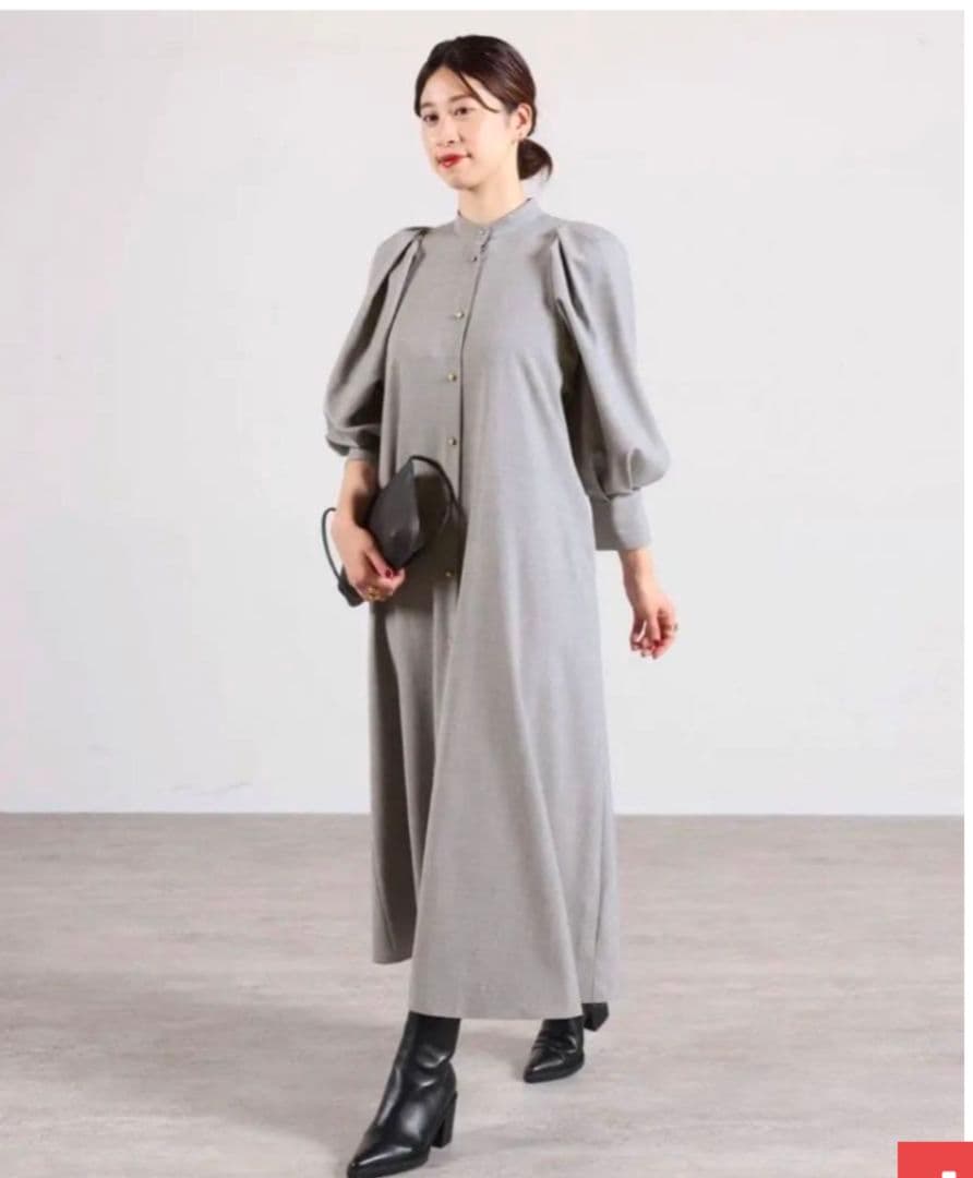 お値下げ　ヴェルメイユパーイエナ　ボリュームスリーブ フレアワンピース　金ボタン