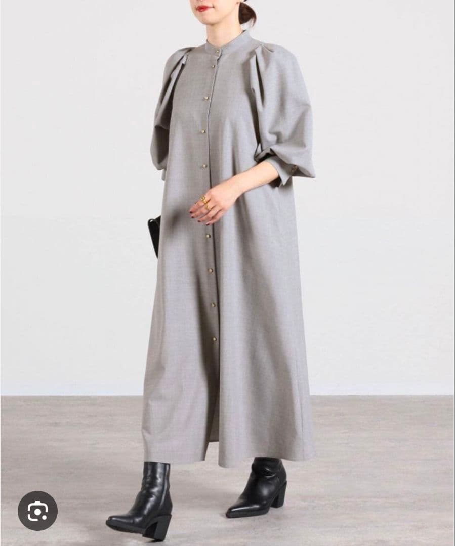 お値下げ　ヴェルメイユパーイエナ　ボリュームスリーブ フレアワンピース　金ボタン