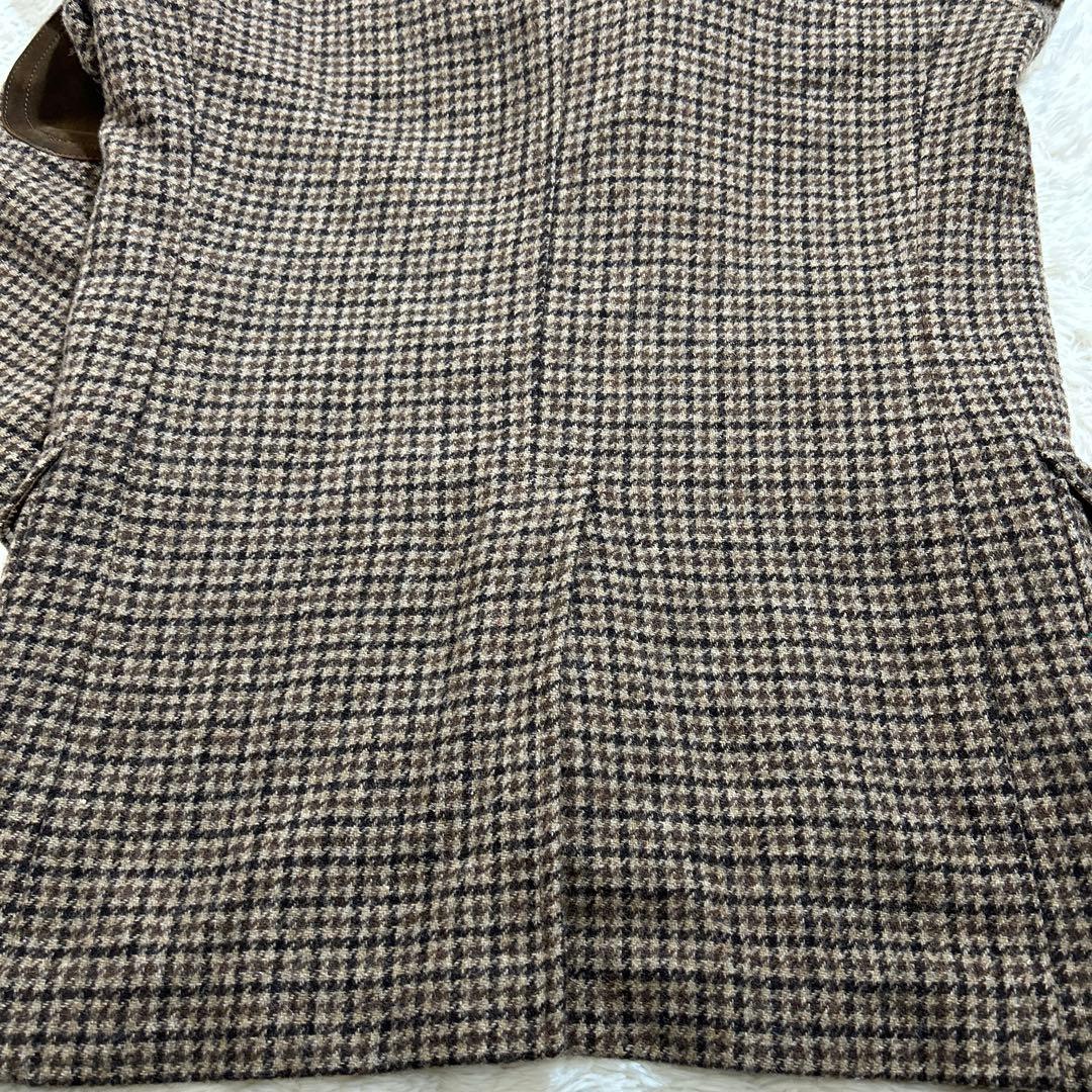 【美品】VAN JACKET テーラードジャケット チェック ブラウン エルボ