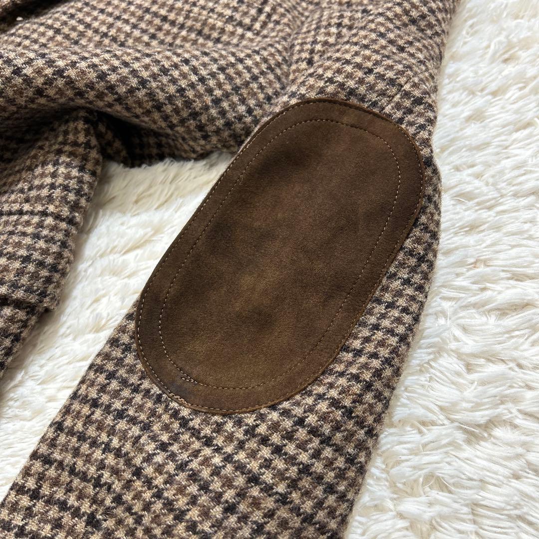 【美品】VAN JACKET テーラードジャケット チェック ブラウン エルボ