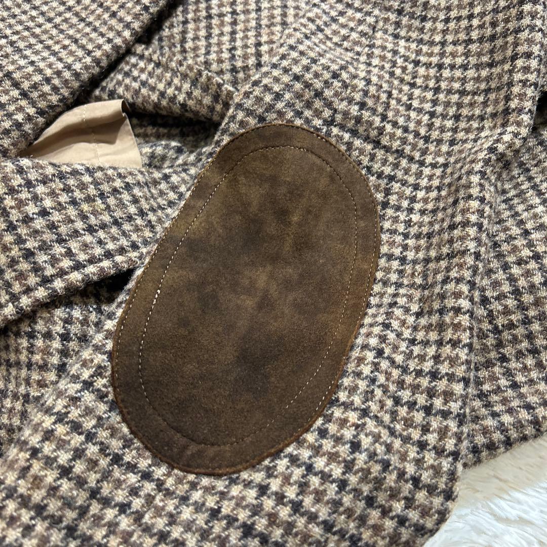 【美品】VAN JACKET テーラードジャケット チェック ブラウン エルボ