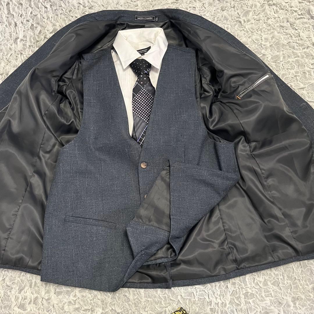 XXLサイズ【WEEN CHARM】3ピース スーツ グレー パンツスーツ