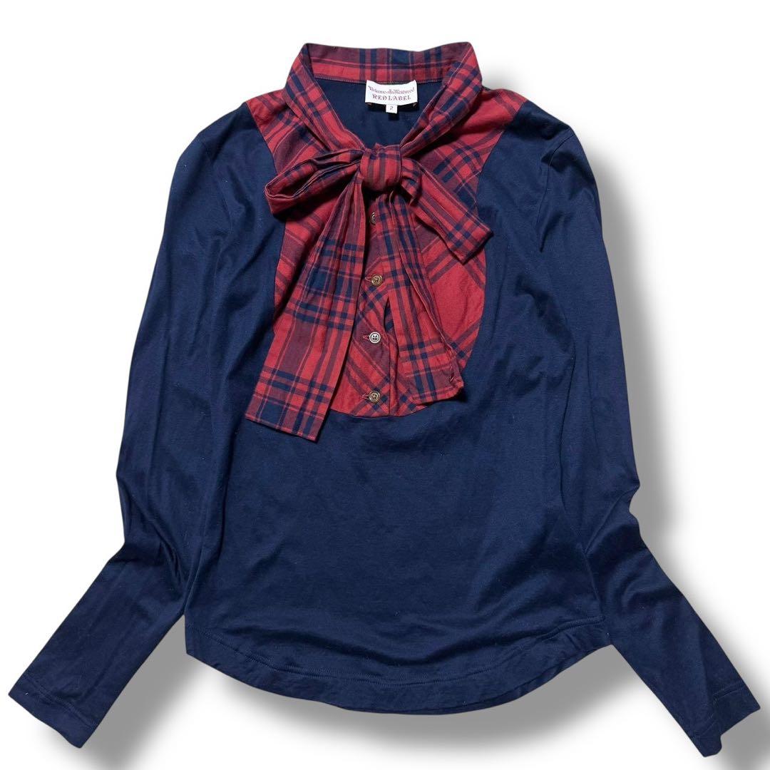 ヴィヴィアンウエストウッド レッドレーベル カットソー チェック ボウタイ 2