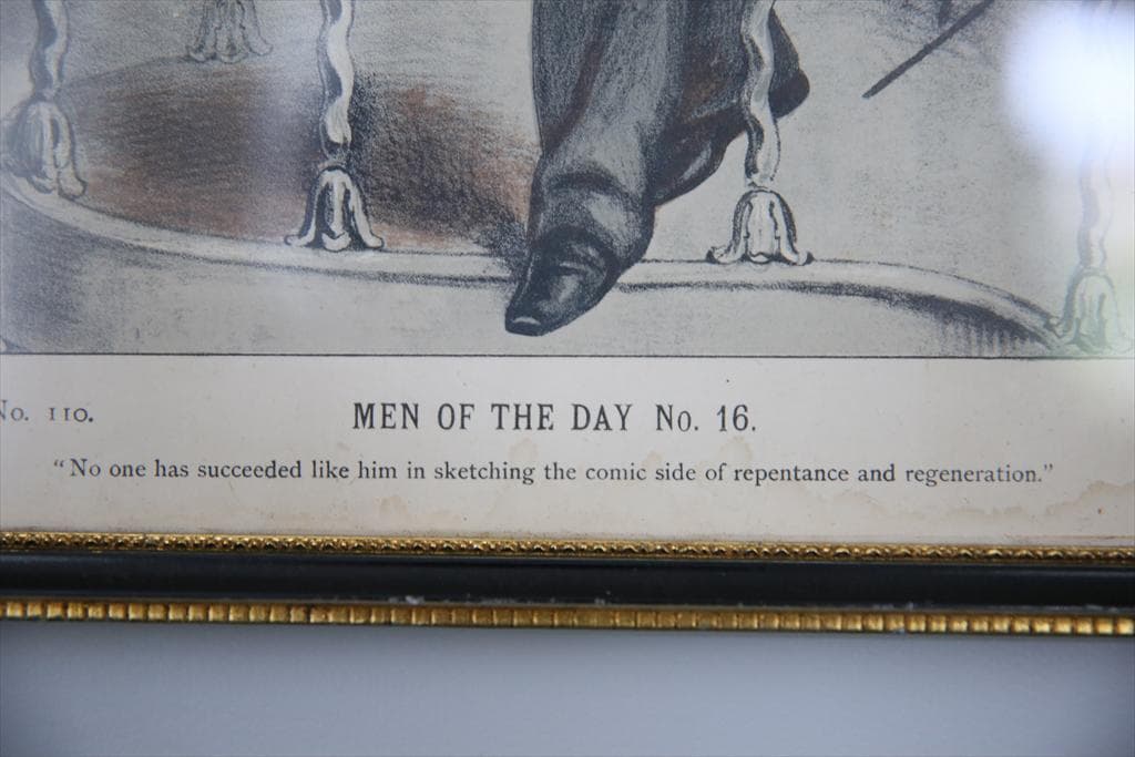 英国アンティーク古いパロディプリント絵/壁飾り/ウォールアート(87-277)