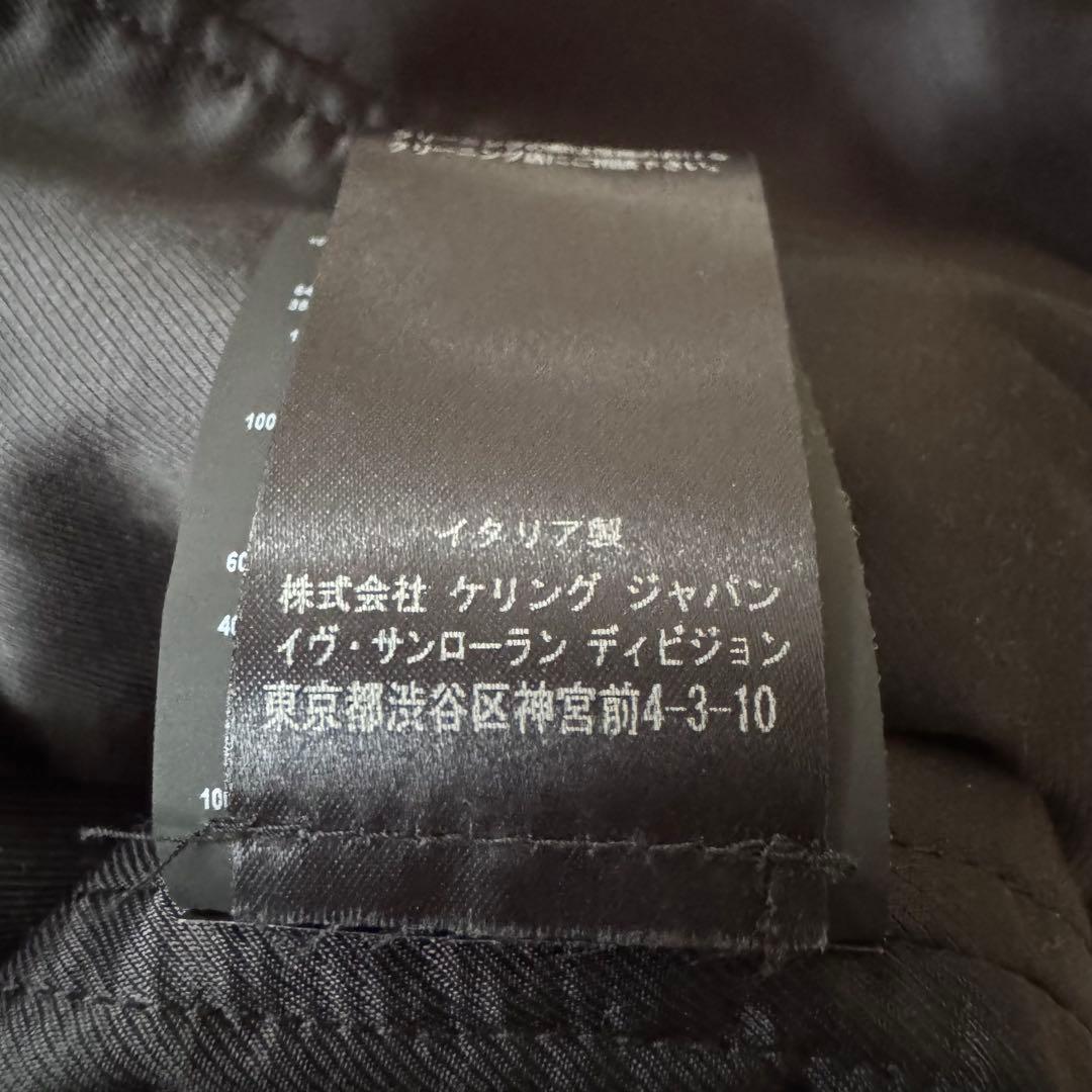 サンローラン　ビーズ刺繍ロゴ ボンバージャケット 黒　38