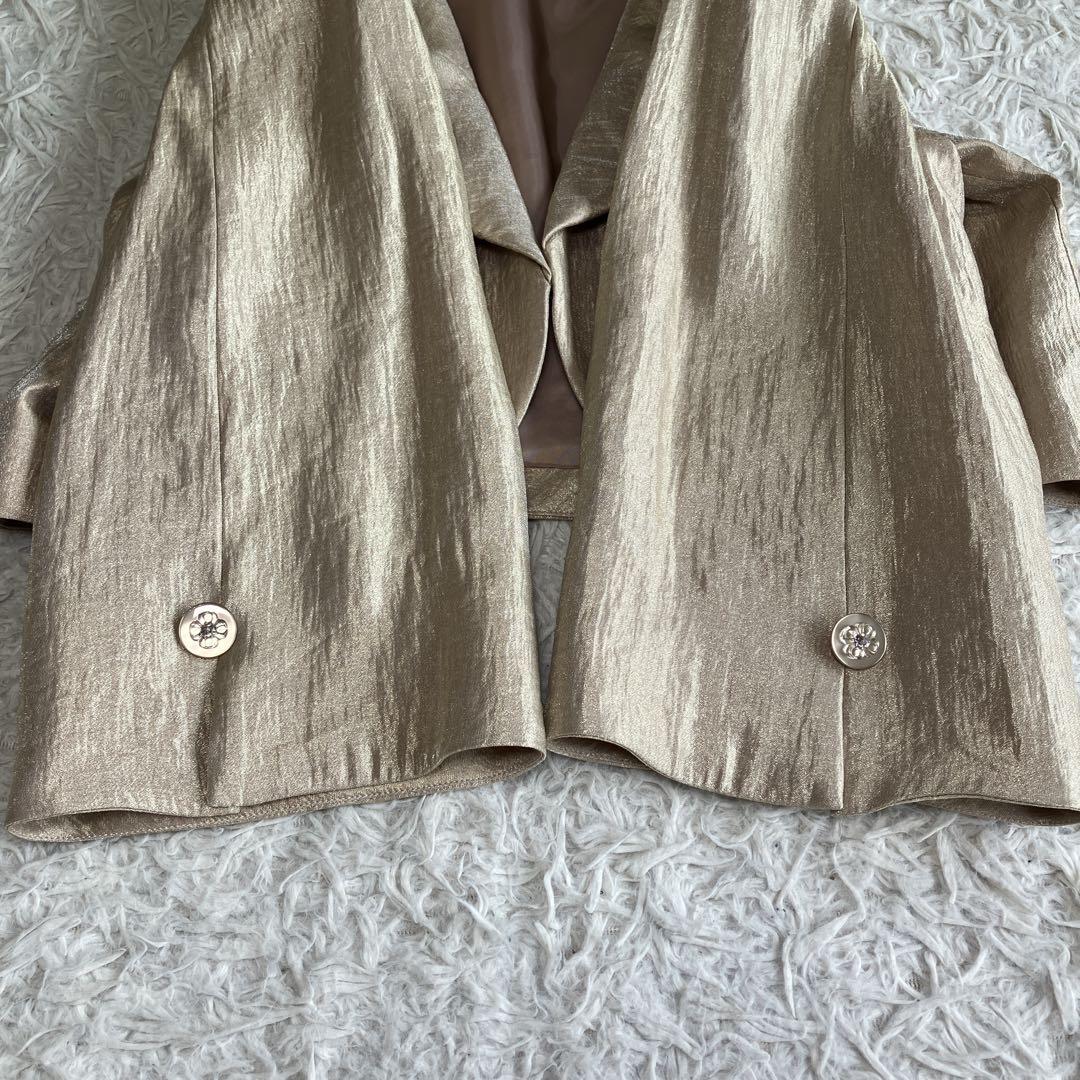 極美品 東京ソワール 光沢 ボレロジャケット シャンパンベージュ