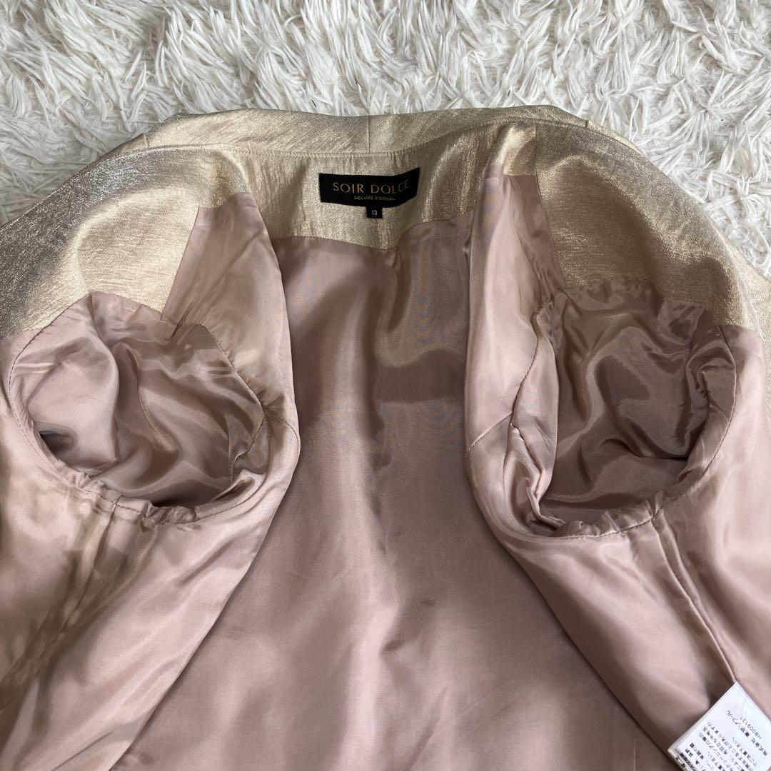 極美品 東京ソワール 光沢 ボレロジャケット シャンパンベージュ