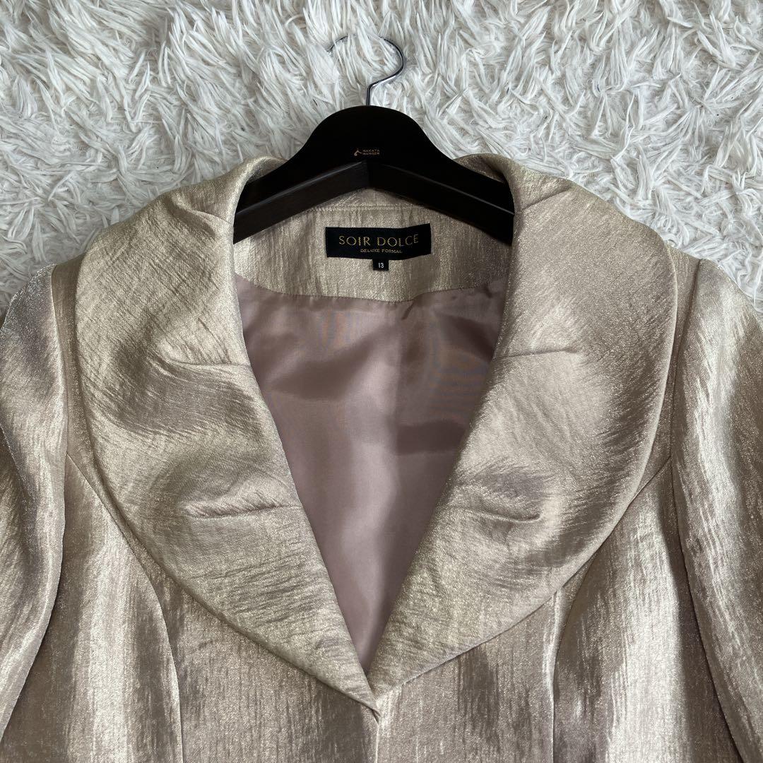 極美品 東京ソワール 光沢 ボレロジャケット シャンパンベージュ