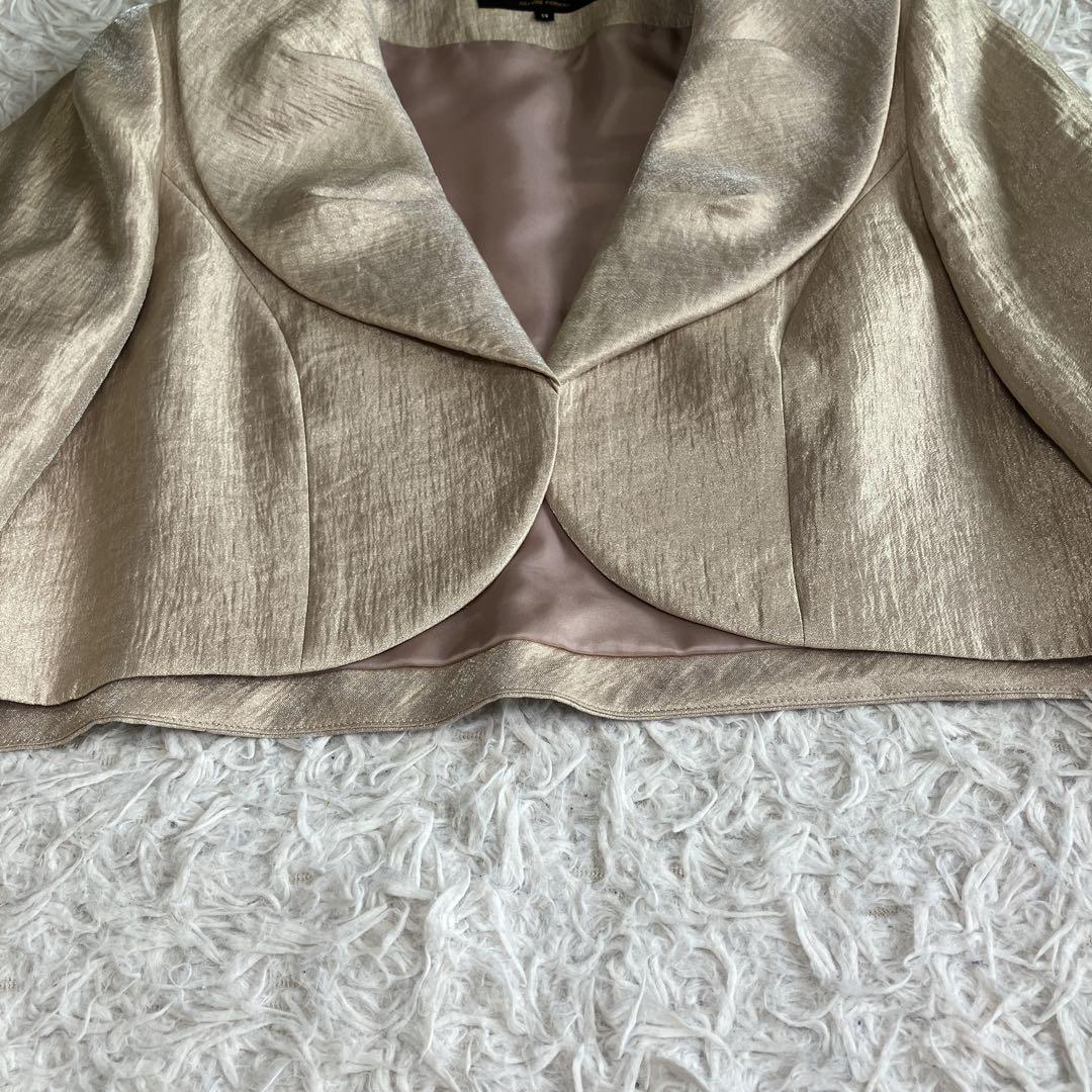極美品 東京ソワール 光沢 ボレロジャケット シャンパンベージュ