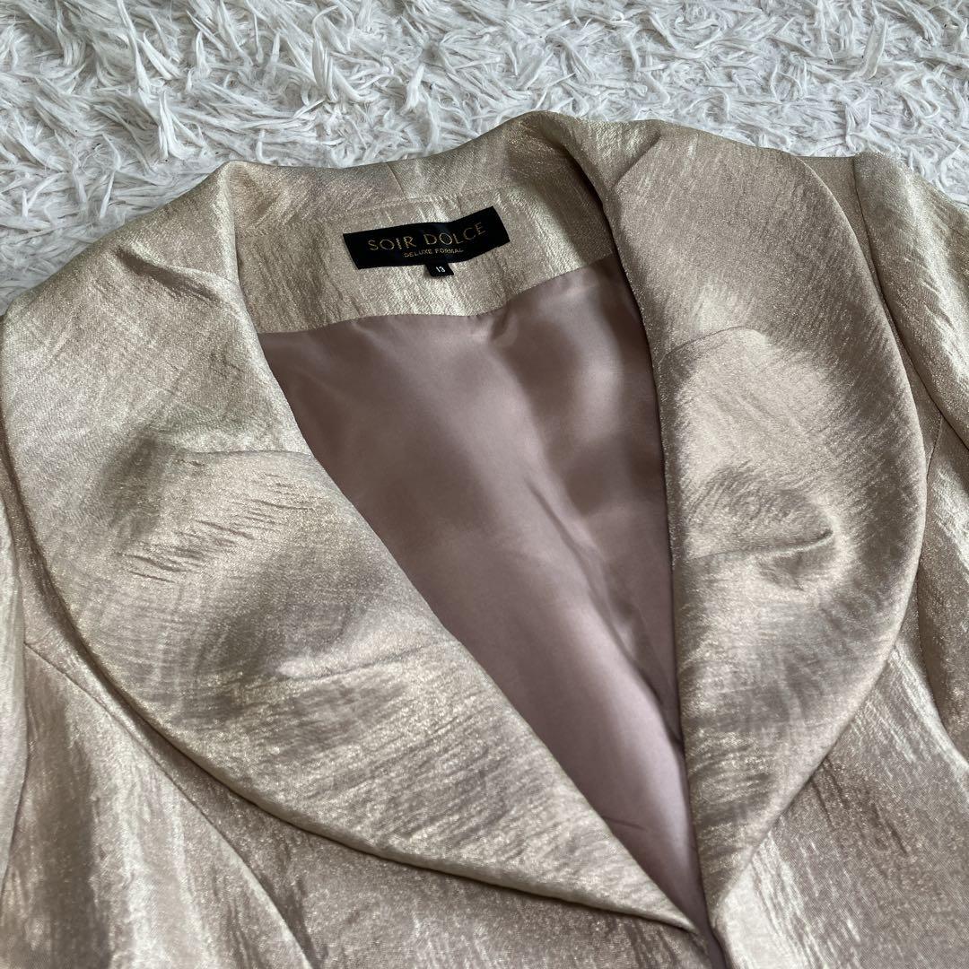 極美品 東京ソワール 光沢 ボレロジャケット シャンパンベージュ