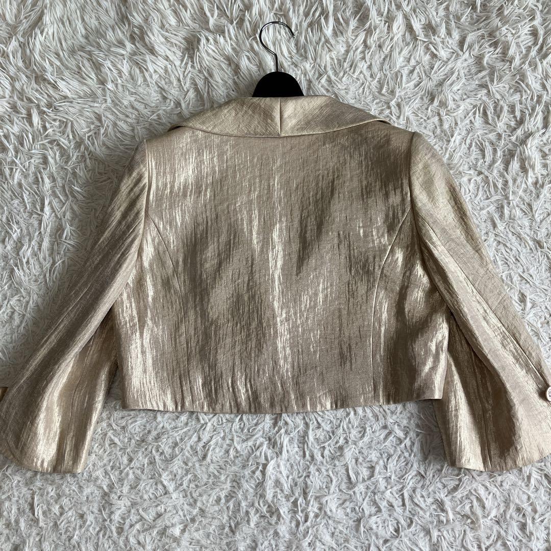 極美品 東京ソワール 光沢 ボレロジャケット シャンパンベージュ