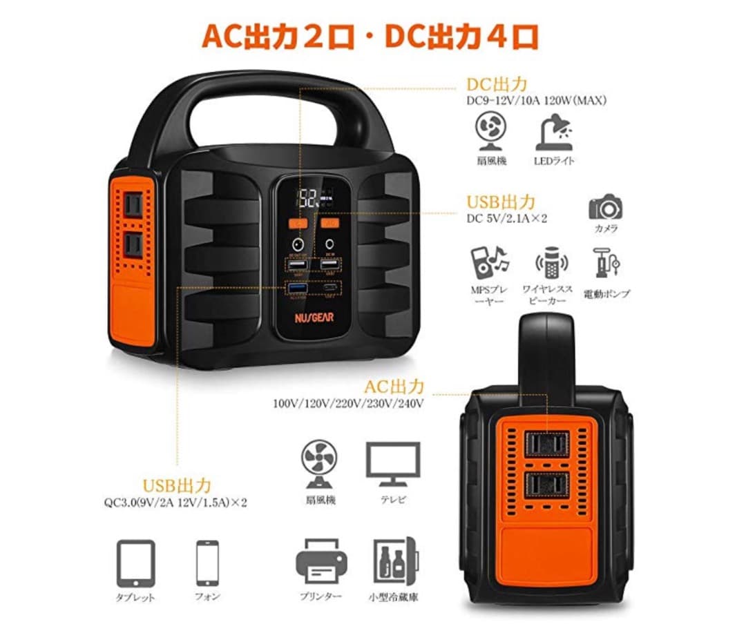 ポータブル電源 42000mAh/155Wh 家庭用蓄電池 液晶大画面表示