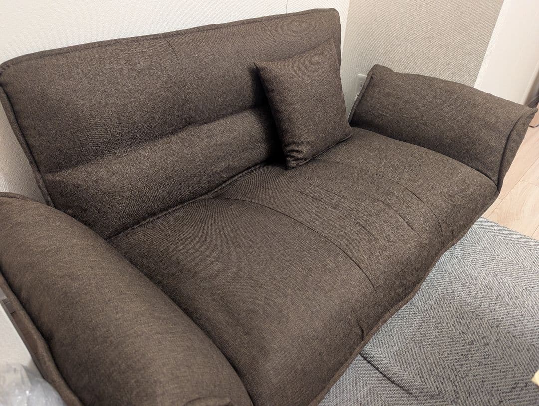 【11/21まで出品】ニトリ 【日本製】2人掛けコンパクトカウチソファ (BR)