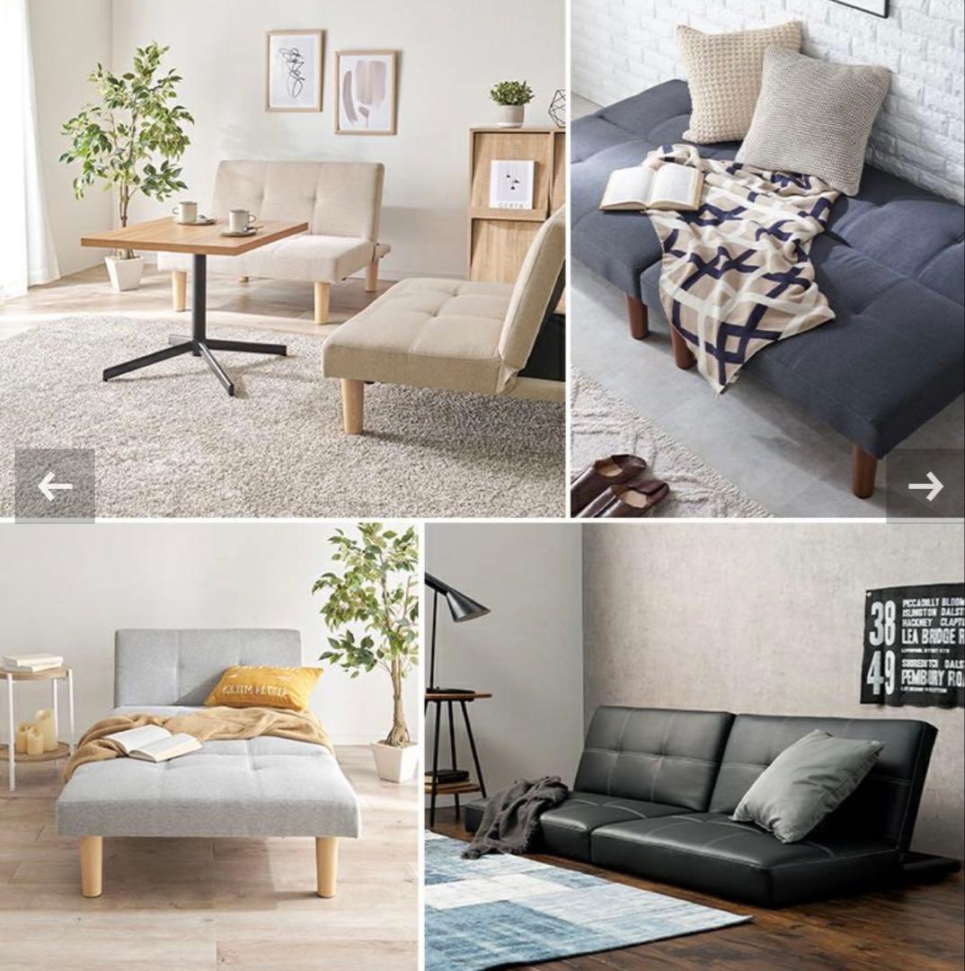 【美品】4スタイル ソファベッド グレー