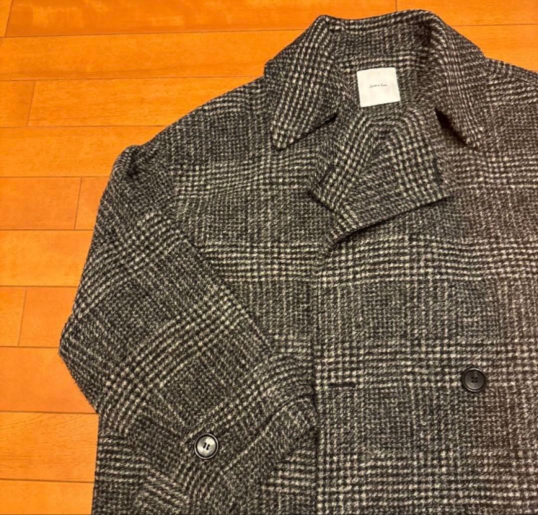 スピック＆スパン Wスライバーチェックハーフコート☆38