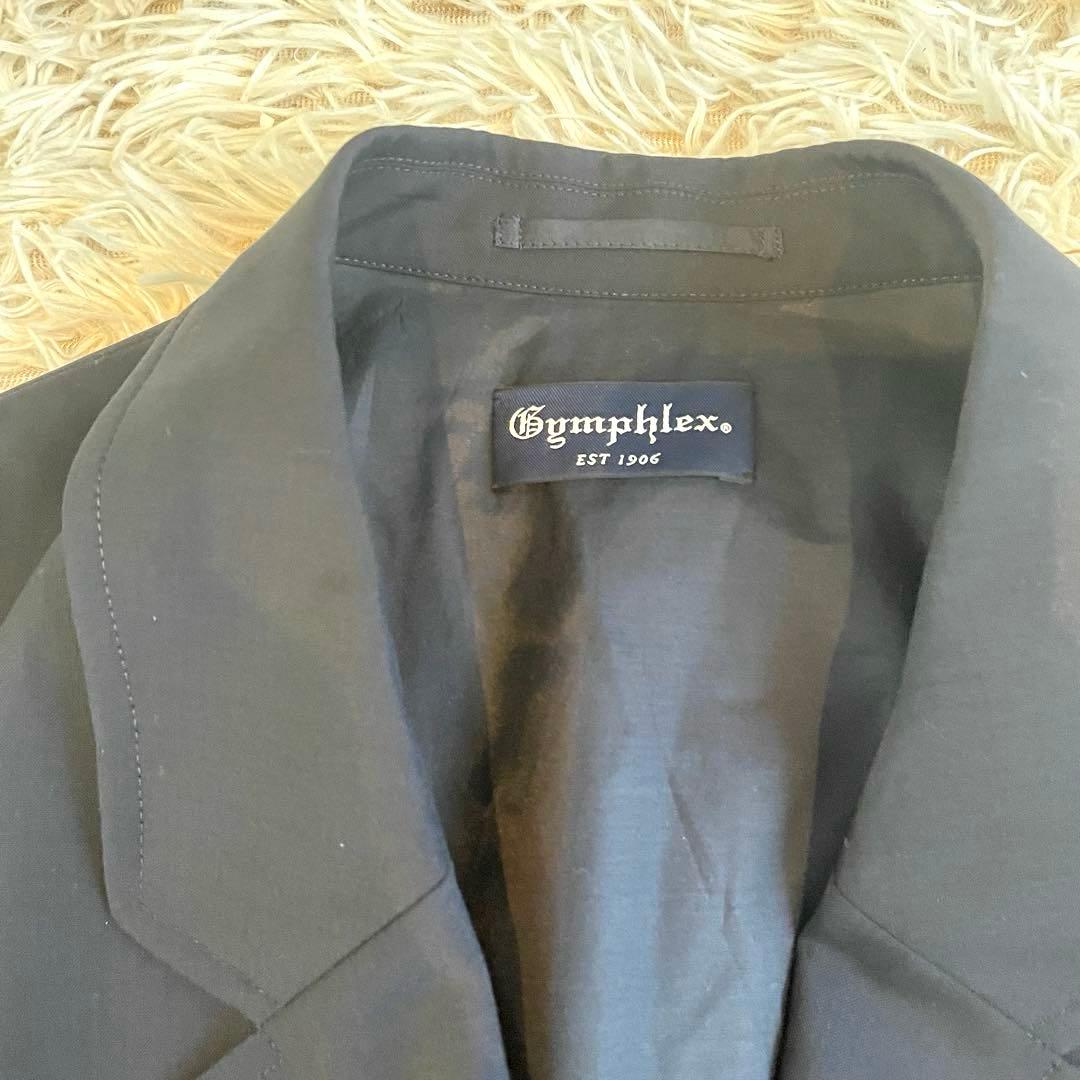 美品　Gymphlex ウールトロピカル ダブルブレストブレザー 紺ブレ　金