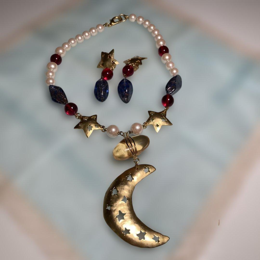 KENZO 月と星のデザイン ネックレス イヤリングセット　（63）