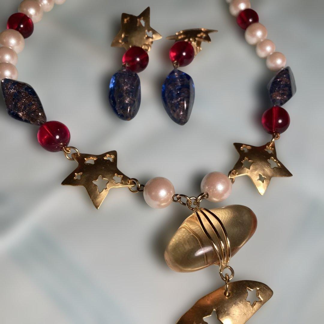 KENZO 月と星のデザイン ネックレス イヤリングセット　（63）