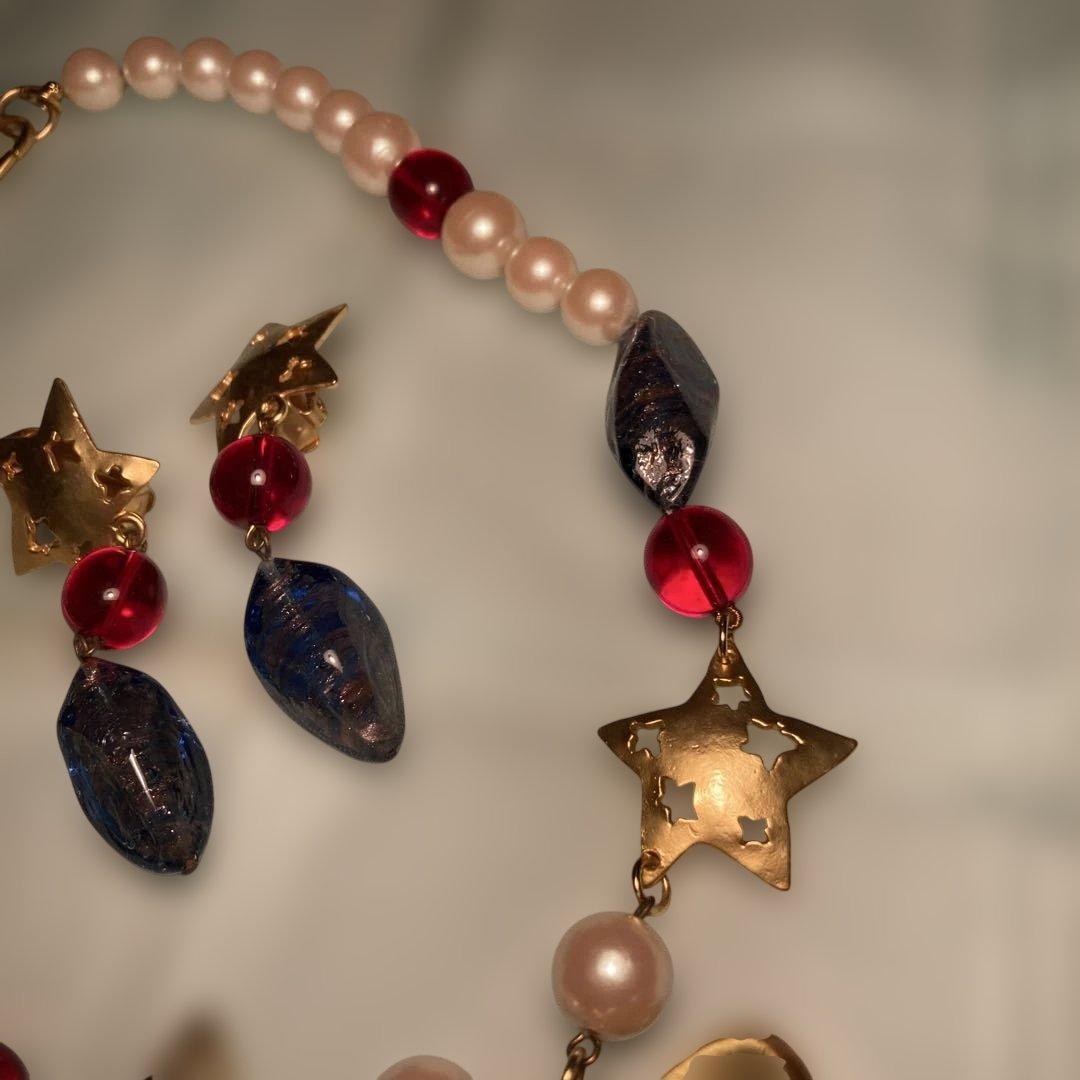 KENZO 月と星のデザイン ネックレス イヤリングセット　（63）