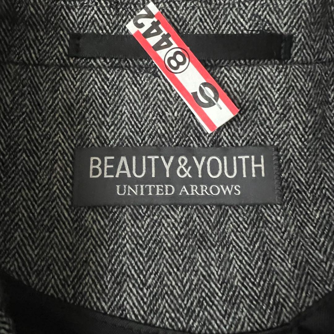 【美品】BEAUTY&YOUTH カシミヤ混 ヘリンボーン ジャケット L