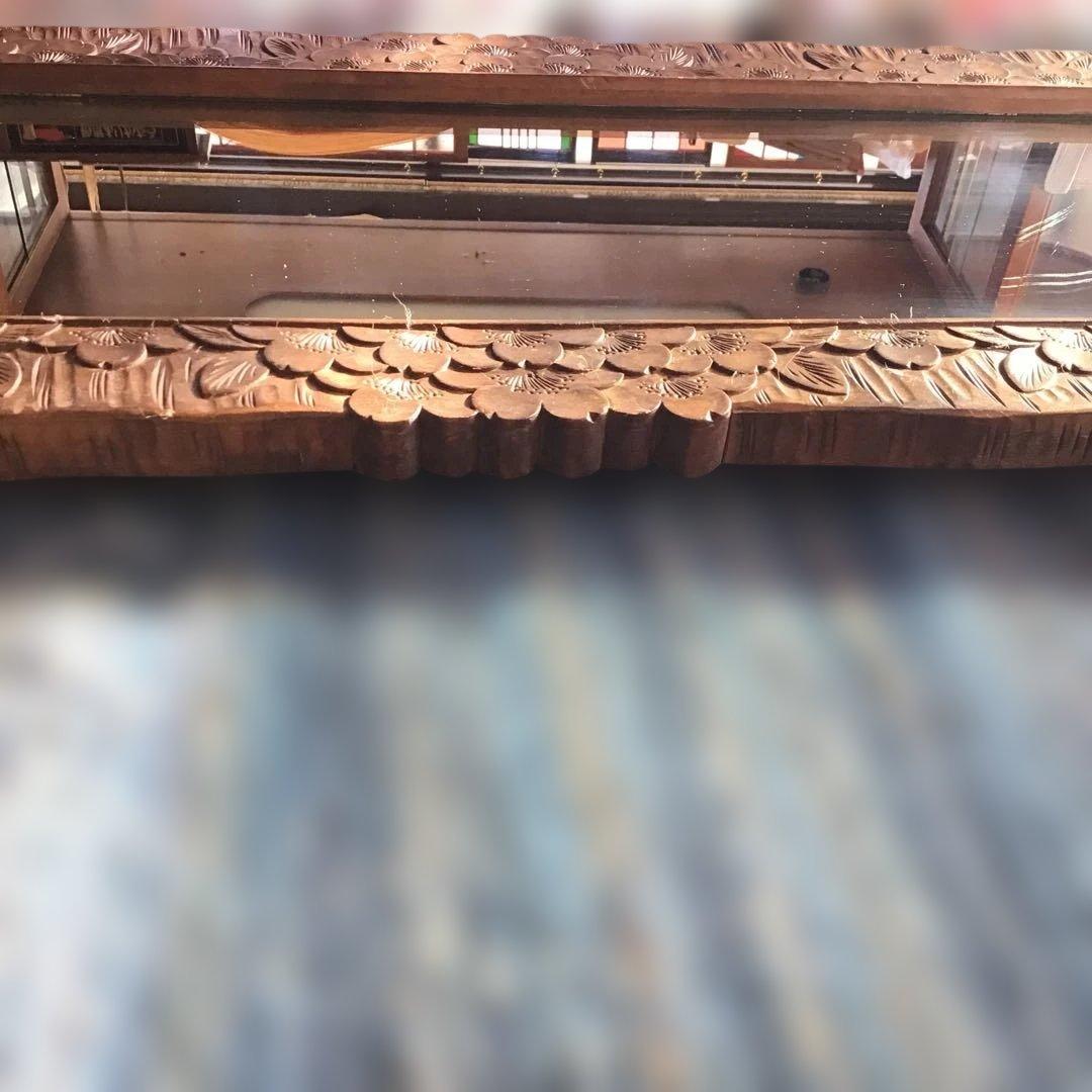 アンティーク軽井沢彫り　ミラー　鏡　姿見　櫻