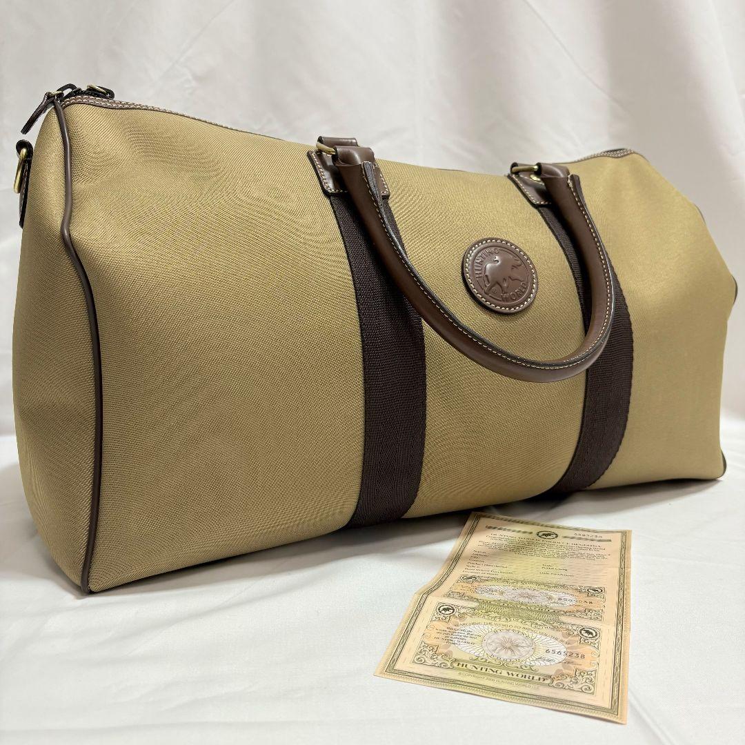 極美品✨ ハンティングワールド サファリ ボストンバッグ 大容量 レザーパッチ