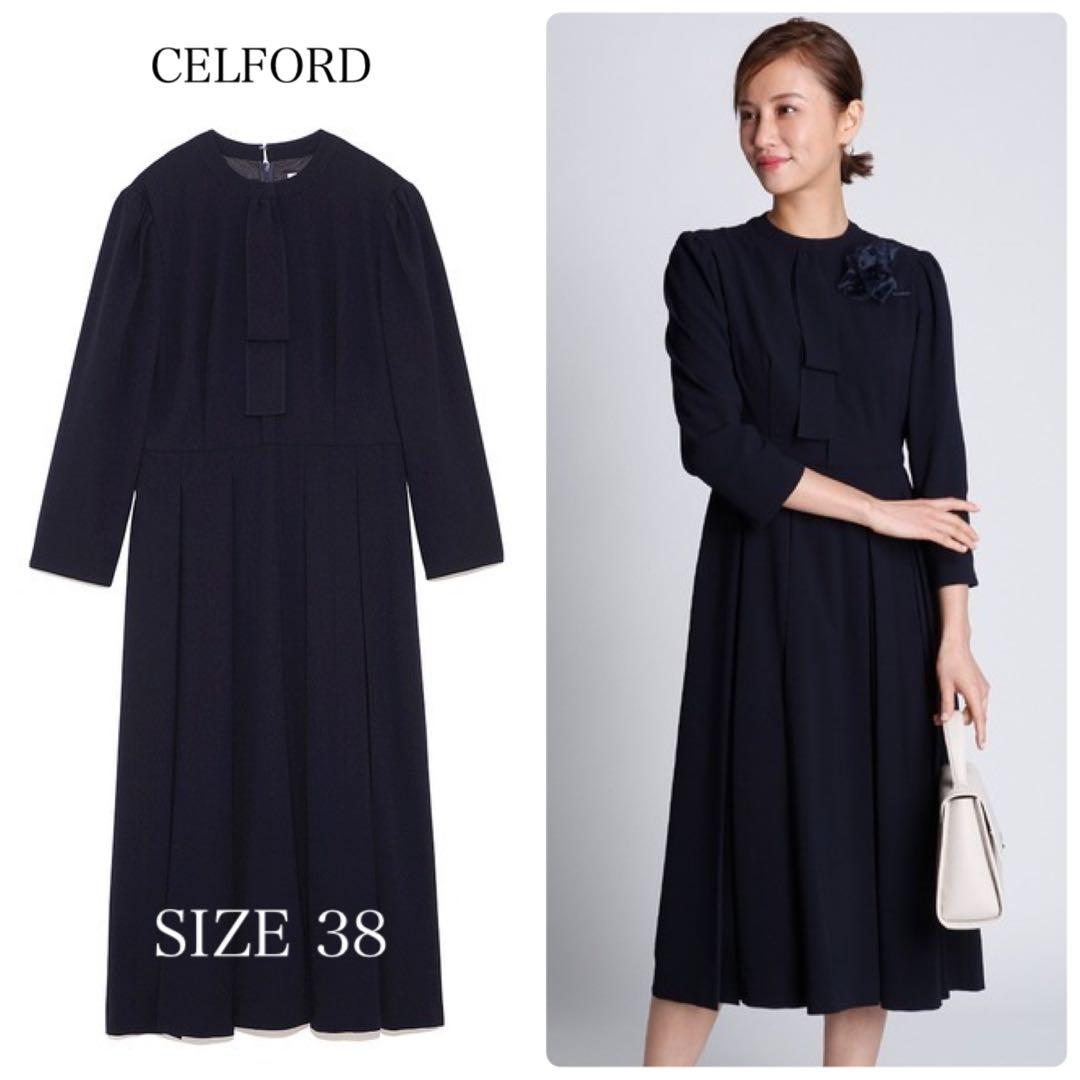 【新品未使用】CELFORD セルフォード ボウタイプリーツワンピース 38